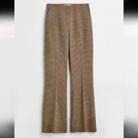 H&M | Women's Taupe/Black Checkered Woven High-Waisted Flare Pants - Picture 1 of 7